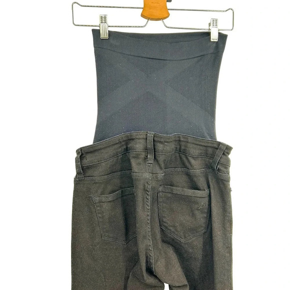 Blanqi Denim‎ Maternity Belly Support Skinny Jeans Black Knee Slit Wash Size 2 - Picture 6 of 9